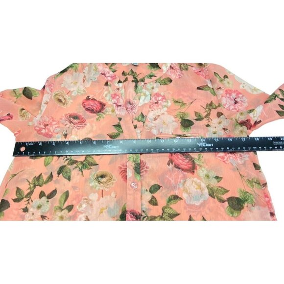 KUT FROM THE CLOTH Women Jasmine Top Size XS Orange Sheer Casual Floral 68-9 - Picture 8 of 13